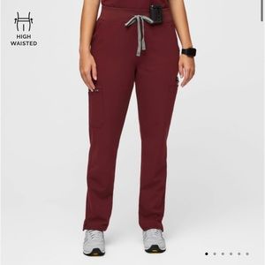 Figs Burgundy High Waisted Yola Scrub Pants
